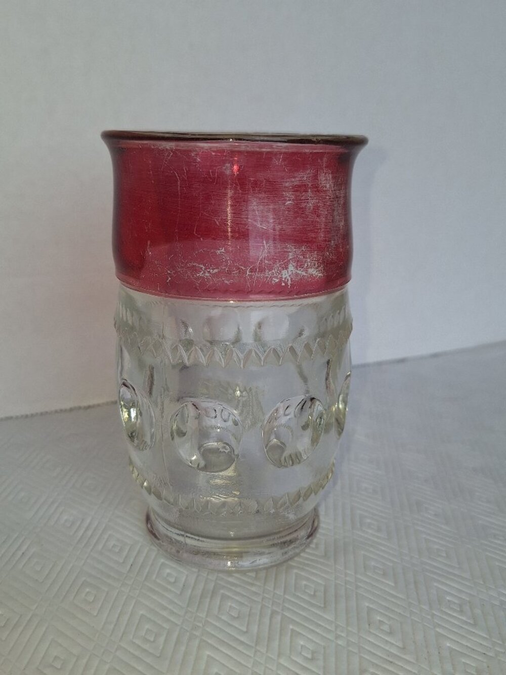 Vintage Cranberry King's Crown-Ruby Flashed